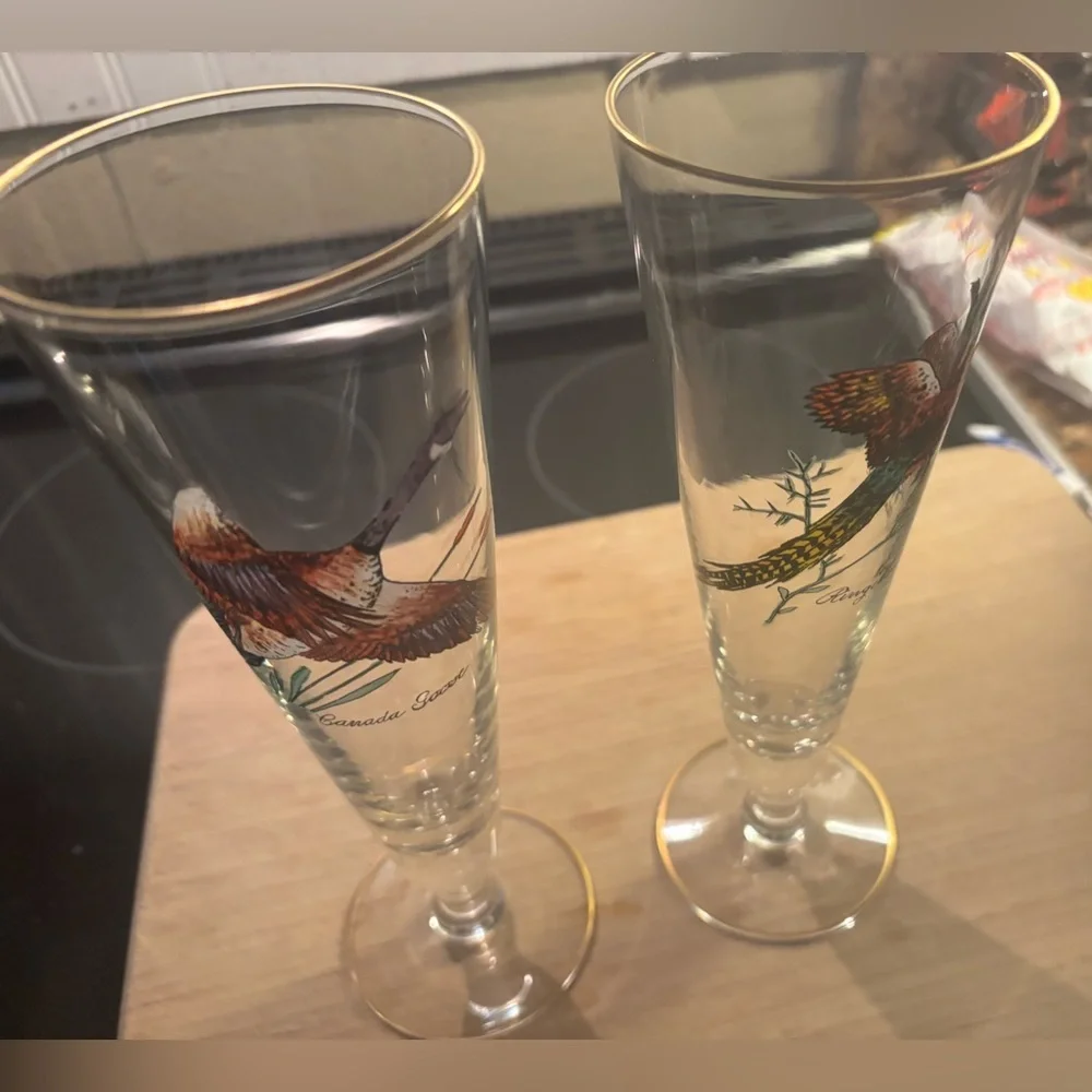 2 Vintage federal glass sportsman Pilsner glasses